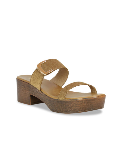 

Inc 5 Women Tan Brown Solid Block Heels