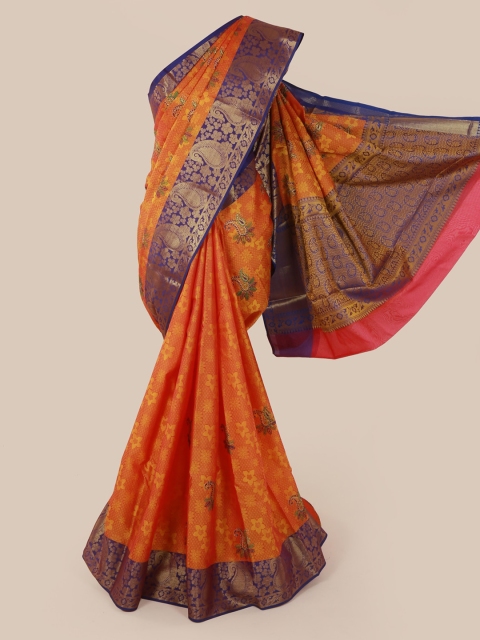

Pothys Orange & Navy Blue Art Silk Woven Design Saree