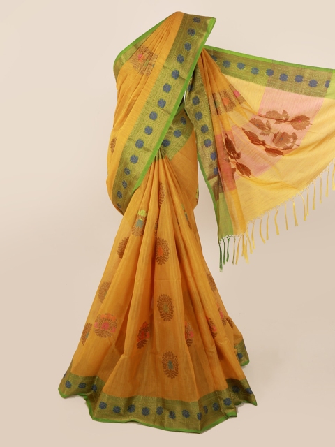 

Pothys Mustard Yellow Woven Design Cotton Blend Saree