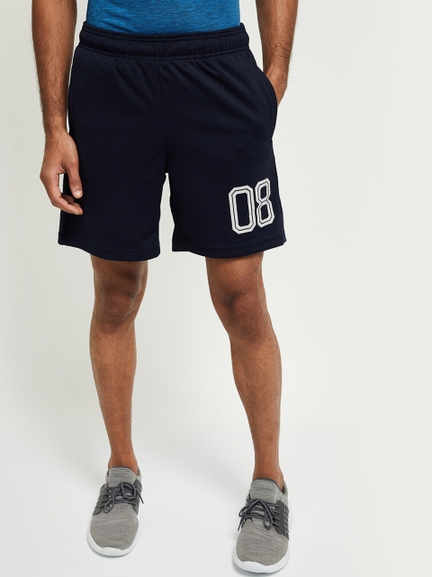 

max Men Navy Blue Solid Regular Fit Sports Shorts
