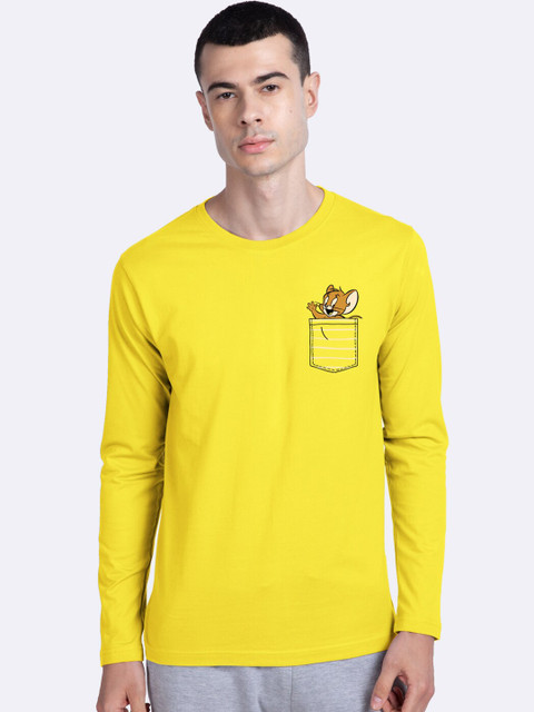 

Bewakoof Men Yellow Jerry Printed Round Neck T-shirt