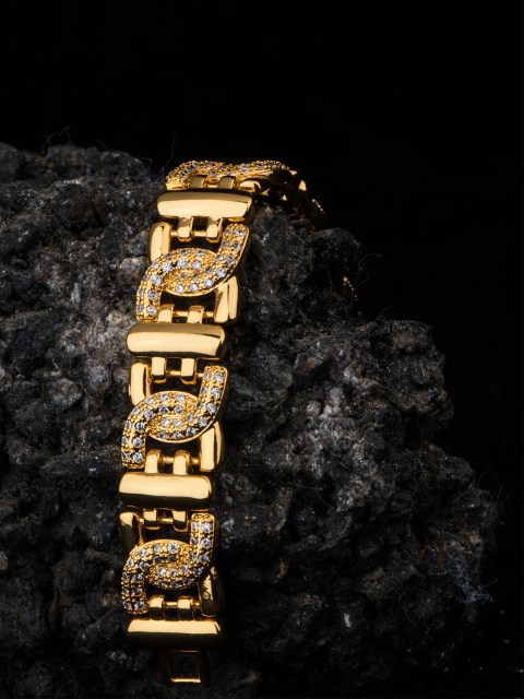 

Alankruthi Gold-Plated & White Handcrafted AD Studded Wraparound Bracelet