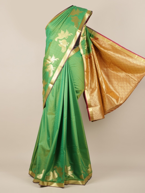 

Pothys Green & Gold-Toned Art Silk Woven Design Saree