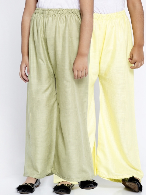 

Baani Creations Girls Pack Of 2 Solid Straight Palazzos, Cream