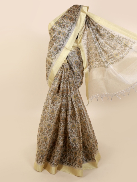 

Pothys Cream-Coloured Printed Tissue Saree