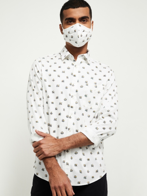 

max Men White Regular Fit Printed Casual Shirt