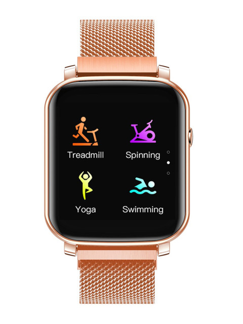 

French Connection Unisex Black & Rose Gold-Toned Touch Screen Smartwatch with HRM & Smart Phone Notification -F1-D