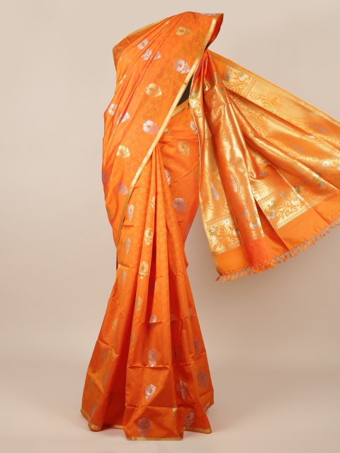 

Pothys Orange & Gold-Toned Art Silk Woven Design Saree