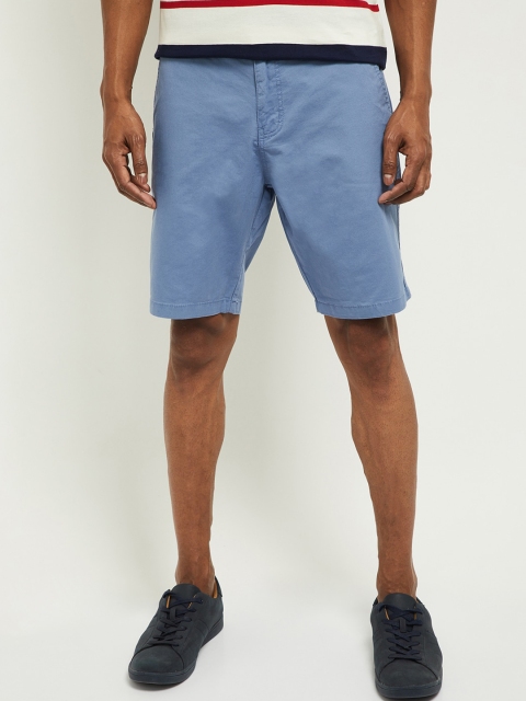 

max Men Blue Solid Slim Fit Regular Shorts