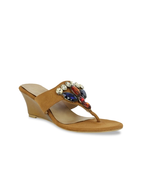 

Inc 5 Women Tan Brown Embellished Wedges