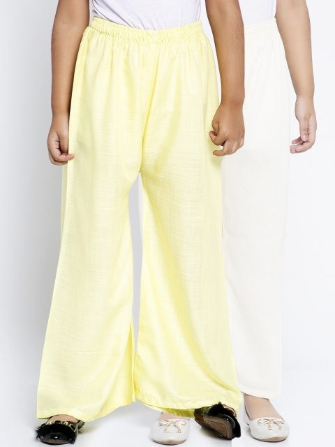 

Baani Creations Girls Pack of 2 Solid Straight Palazzos, White