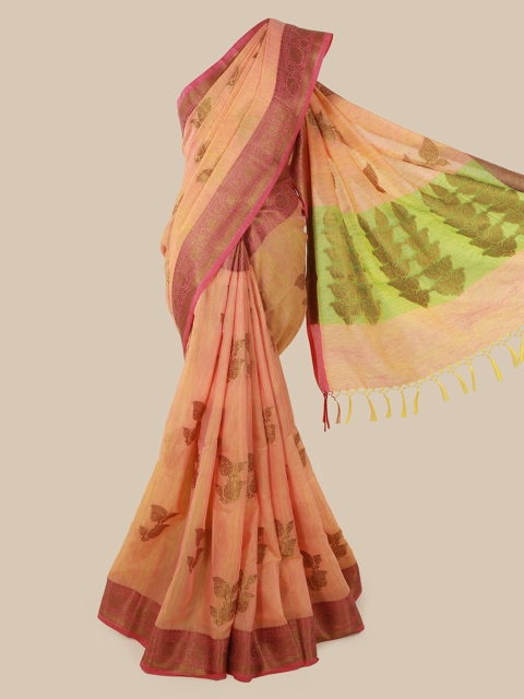 

Pothys Peach-Coloured Woven Design Cotton Blend Saree