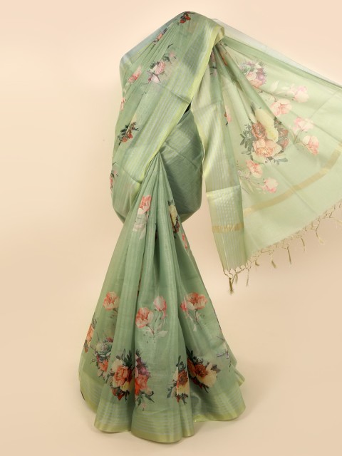 

Pothys Green Printed Tissue Saree