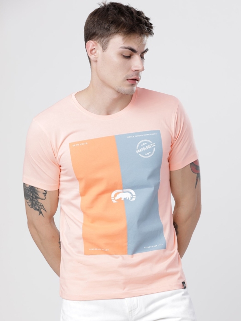 

Ecko Unltd Men Peach-Coloured Printed Round Neck T-shirt