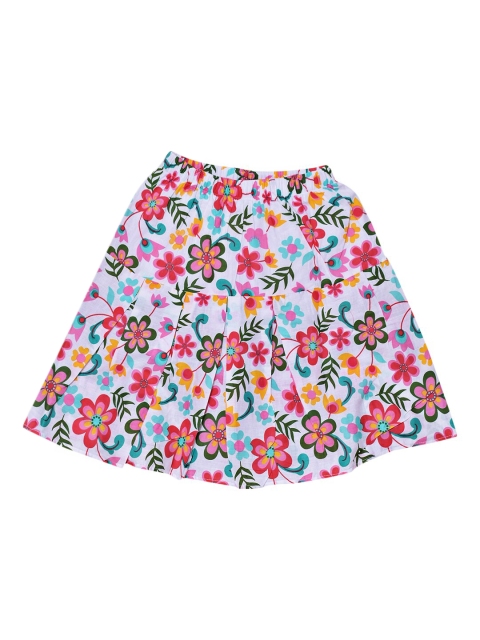 

SWEET ANGEL Girls White & Green Floral Printed A-Line Skirt