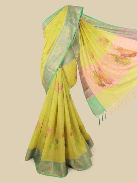

Pothys Lime Green Woven Design Cotton Blend Saree