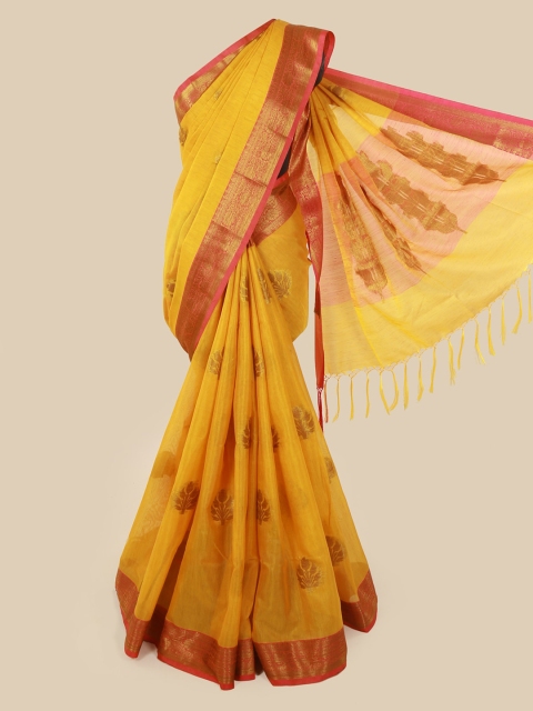 

Pothys Mustard Woven Design Cotton Blend Saree