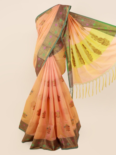 

Pothys Peach-Coloured Woven Design Cotton Blend Saree