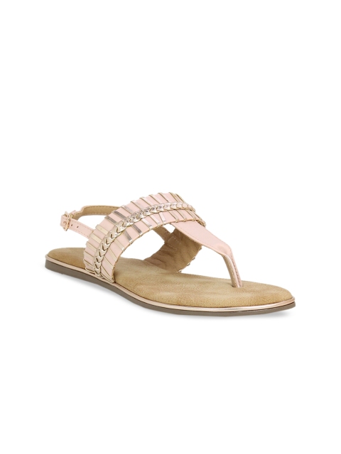 

Inc 5 Women Pink Woven Design T-Strap Flats