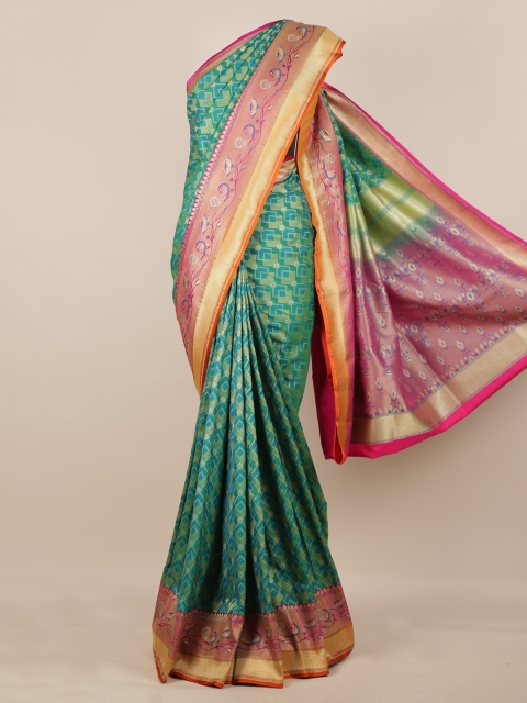 

Pothys Blue & Gold-Toned Pure Silk Woven Design Banarasi Saree