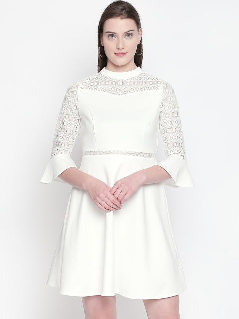

Forever Glam by Pantaloons Women White Self Design Fit and Flare Dress