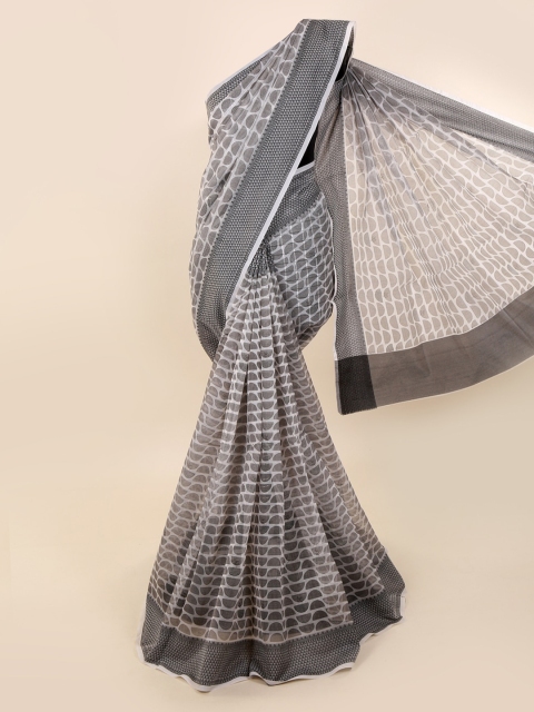 

Pothys Grey Printed Supernet Saree
