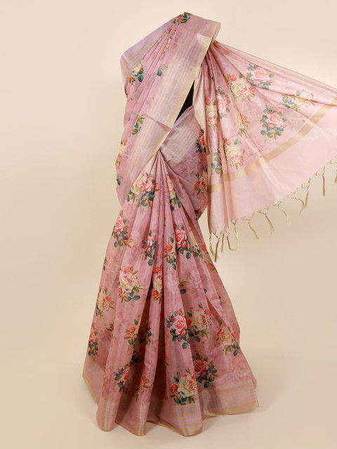 

Pothys Pink Printed Tissue Saree