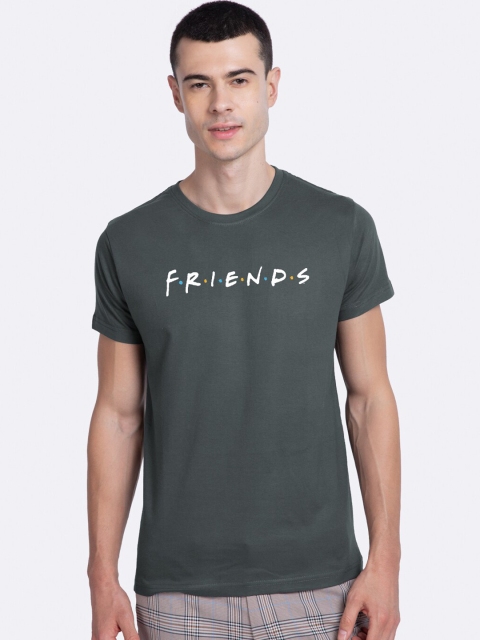 

Bewakoof Men Grey Friends Printed Round Neck Cotton T-shirt