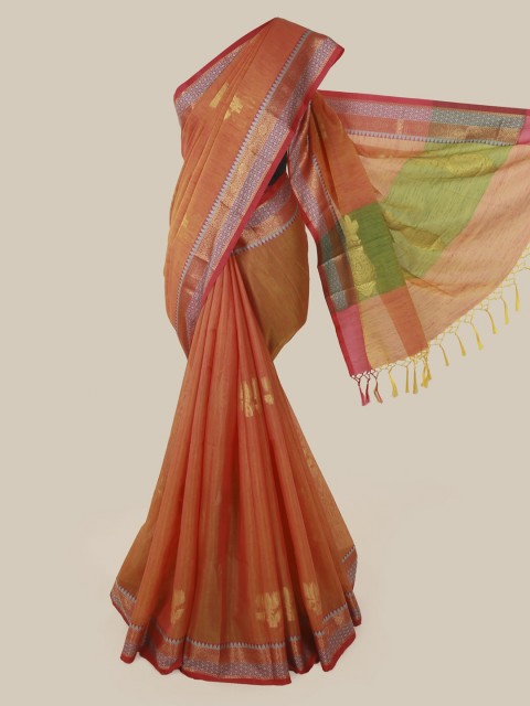 

Pothys Orange Woven Design Cotton Blend Saree