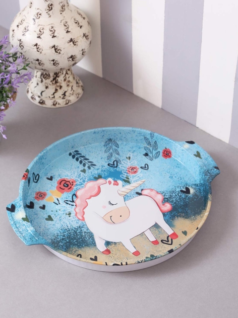 

A Vintage Affair- Home Decor Blue & White Printed Unicorn Tray