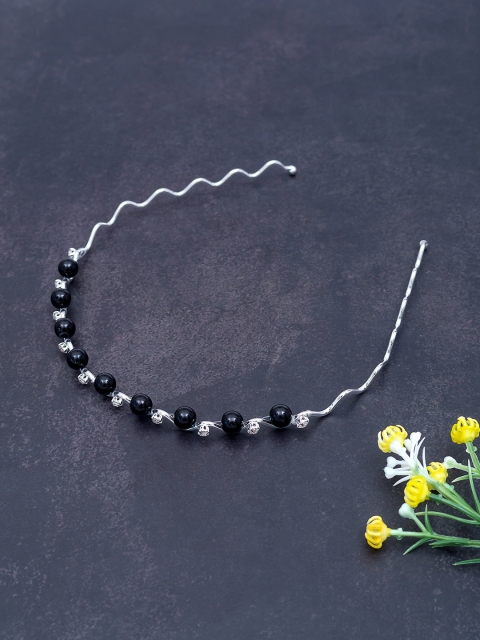 

Golden Peacock Black Beaded Hairband