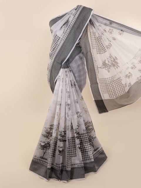 

Pothys Off-White & Black Supernet Printed Saree