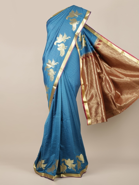 

Pothys Blue & Gold-Toned Art Silk Woven Design Saree