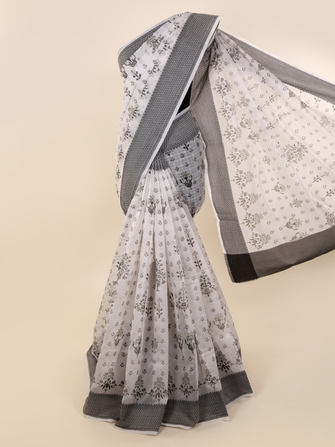 

Pothys Off-White & Black Supernet Printed Saree