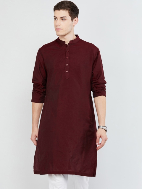 

Max Men Maroon Solid Straight Kurta