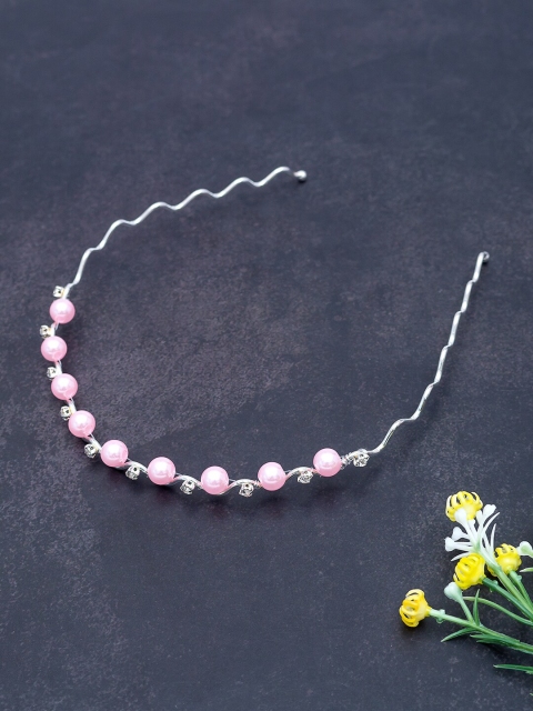 

Golden Peacock Pink Beaded Hairband