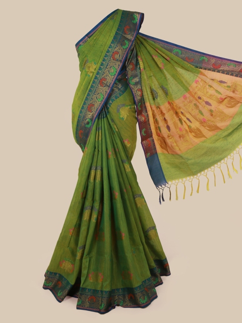 

Pothys Green Woven Design Cotton Blend Saree