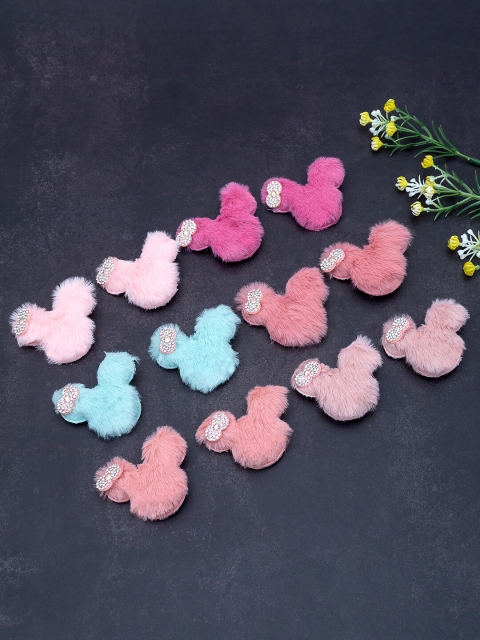 

Golden Peacock Set of 6 Pink & Blue Fur Alligator Hair Clips