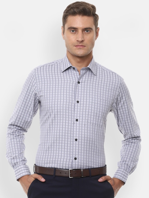 

Louis Philippe Men Grey Slim Fit Checked Casual Shirt