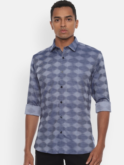 

V Dot Men Blue Slim Fit Printed Casual Shirt