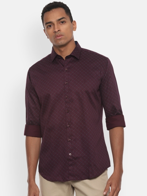 

V Dot Men Maroon Slim Fit Printed Cotton Casual Shirt
