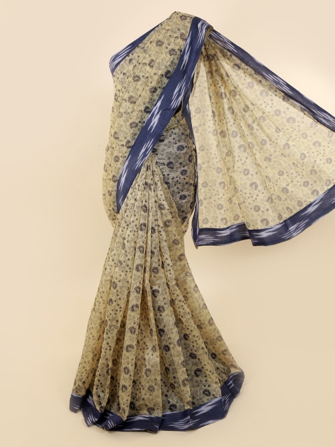 

Pothys Cream-Coloured Printed Supernet Saree