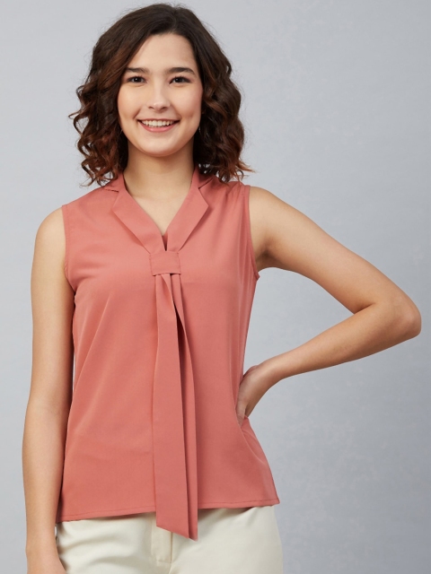 

Rare Peach-coloured Georgette Regular Top