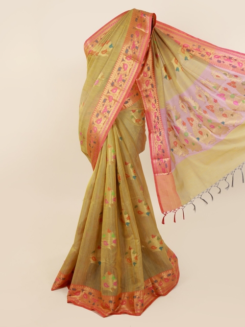 

Pothys Green Woven Design Cotton Blend Saree