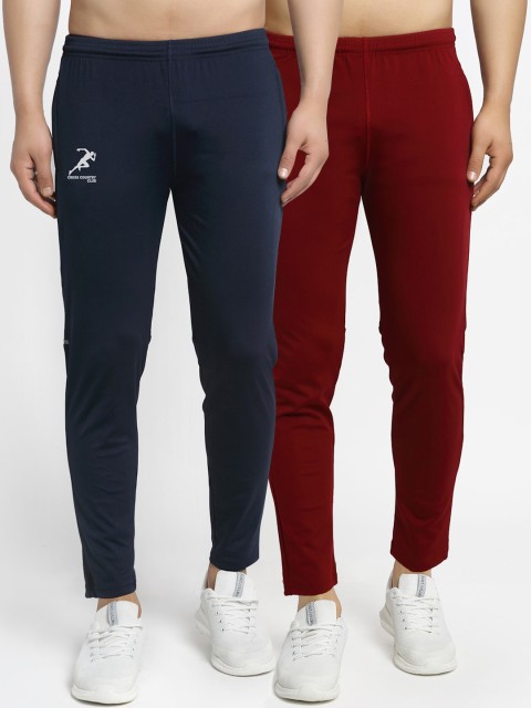 

GRACIT Men Pack Of 2 Solid Dry Fit Track Pants, Maroon