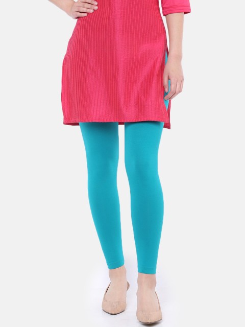 

Dollar Missy Women Turquoise Blue Solid Ankle-Length Leggings