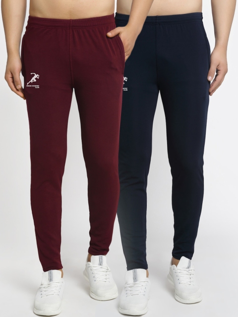 

GRACIT Men Pack Of 2 Solid Dry-Fit Track Pants, Maroon