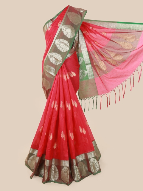 

Pothys Pink Woven Design Cotton Blend Saree