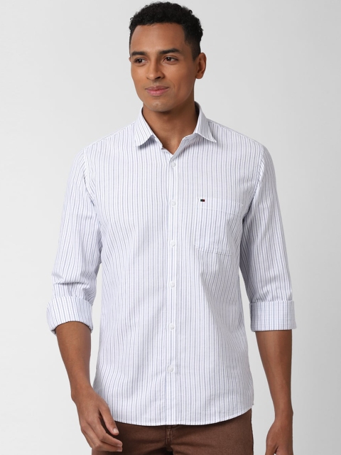 

Peter England Casuals Men White & Grey Slim Fit Striped Casual Cotton Shirt