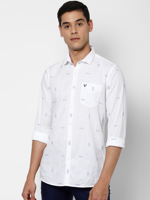 

Solly Jeans Co. Men White & Blue Regular Fit Checked Cotton Casual Shirt